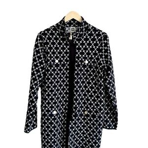 Ann Klein Vintage Cross Hatch Zip Middie Coatigan Size Medium